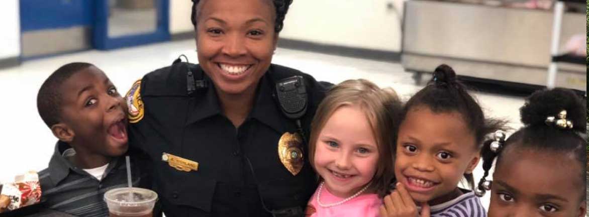 Police officer with kids